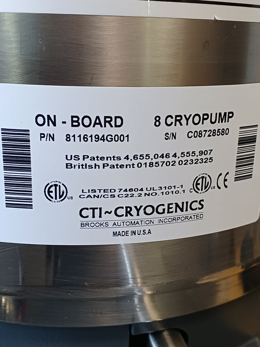 BROOKSクライオポンプ中古