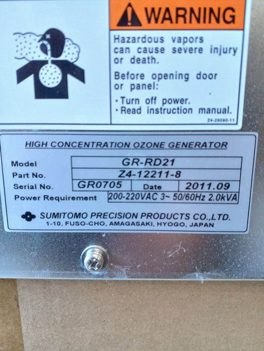 住友プレシジョン オゾンジェネレーター中古