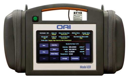 OAI製UV照度計(パワーメーター)校正 UV Illuminometer (Power Meter) Calibration